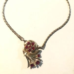 Beautiful Gold Tone Red and White Cz Choker